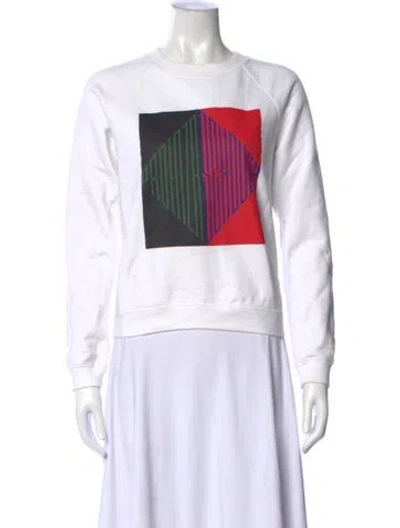 Pre-owned Proenza Schouler White Label Graphic Print Crew Neck Sweatshirt In White