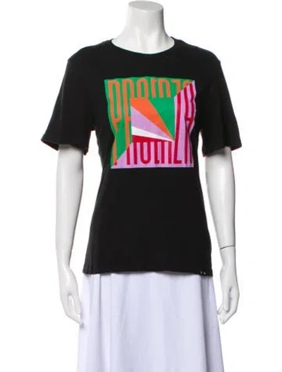 Pre-owned Proenza Schouler White Label Graphic Print Crew Neck T-shirt In Black