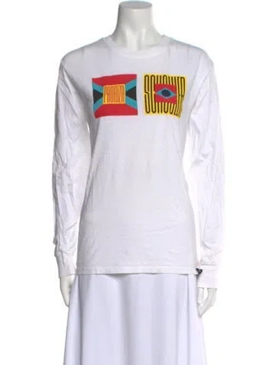 Pre-owned Proenza Schouler White Label Graphic Print Crew Neck T-shirt In White