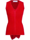 Proenza Schouler White Label Heyde Draped Pointelle-trimmed Linen-blend Tank In Red