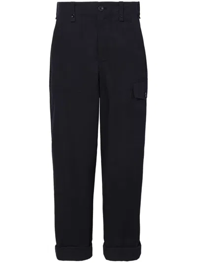 Proenza Schouler White Label High-rise Cotton-linen Blend Trousers In Black