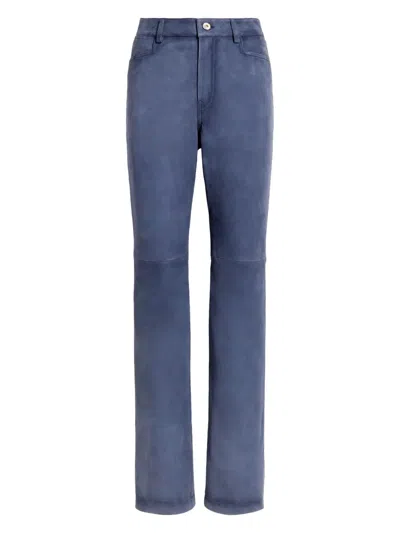 Proenza Schouler White Label High-waisted Leather Trousers In Blue