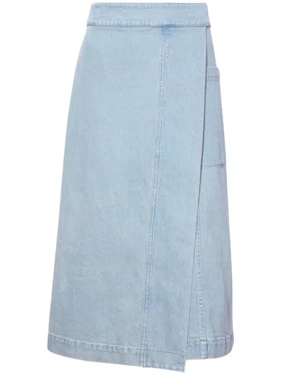 Proenza Schouler White Label Iris Denim Midi Wrap Skirt In Grey Indigo