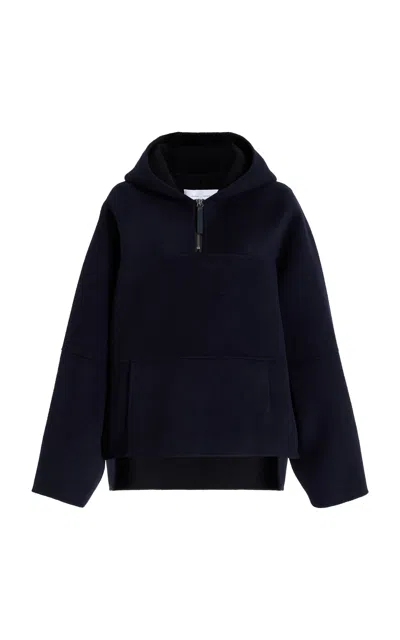 Proenza Schouler White Label Isaac Double-faced Wool Hoodie In Ink,black