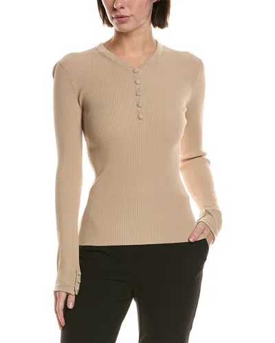 Proenza Schouler White Label Isla Wool-trim Henley Top In Brown