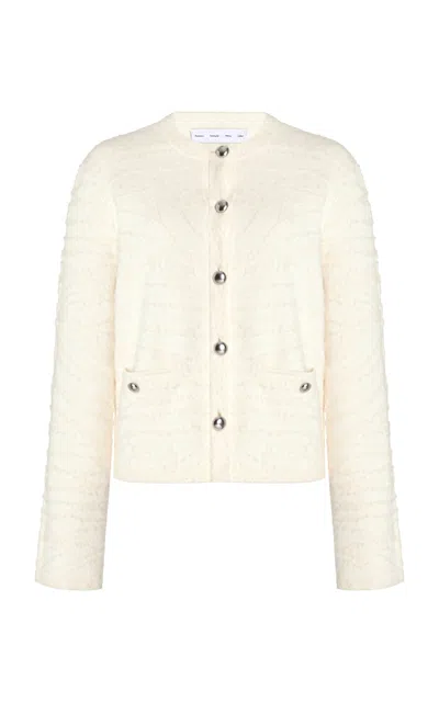 Proenza Schouler White Label Josephine Brushed Knit Cotton Cardigan In Eggshell