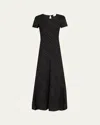 Proenza Schouler White Label Joss Woven Stripe Short-sleeve Maxi Dress In Black
