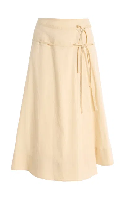 Proenza Schouler White Label Jovie Slub Linen-blend Wrap Skirt In Neutral