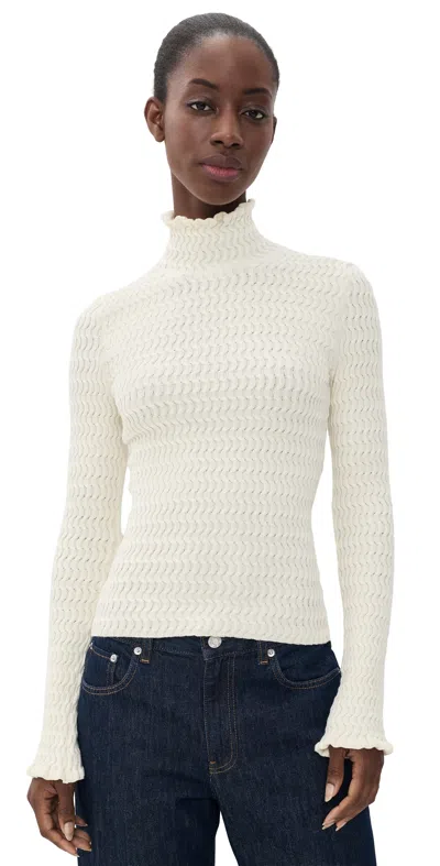 Proenza Schouler White Label Juniper Turtleneck Cable-knit Cotton-blend Sweater In White