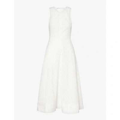 Proenza Schouler White Label Womens Off White Juno Flared-hem Cotton Midi Dress