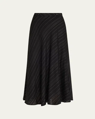 Proenza Schouler White Label Kaia Woven Stripe Midi Skirt In Black
