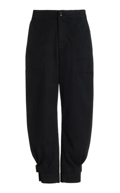Proenza Schouler White Label Kay Cotton-twill Tapered-leg Pants In Black