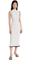 PROENZA SCHOULER WHITE LABEL KIM KNIT DRESS IN COMPACT POINTELLE RIB OFF WHITE