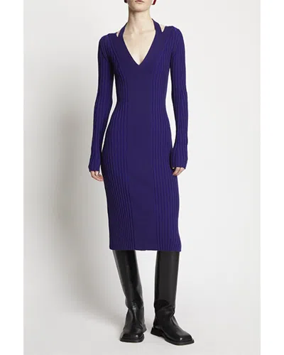 Proenza Schouler White Label Knit Halter Wool-blend Dress In Blue