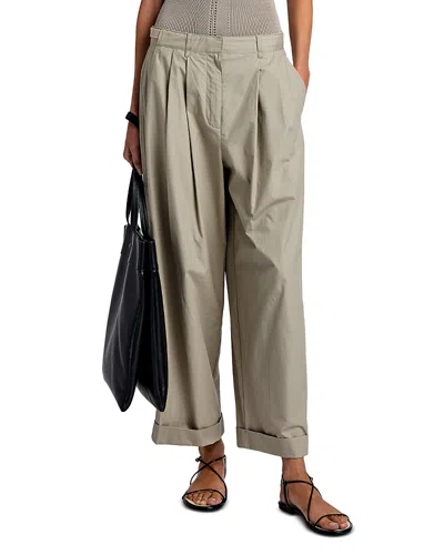Proenza Schouler White Label Kyle Pleated Ankle Pants In Granite