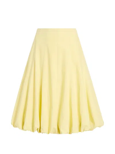 Proenza Schouler White Label Kyra Cotton-poplin Midi Skirt In Yellow