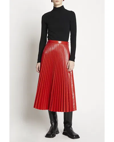 Proenza Schouler White Label Lacquered Canvas Pleated Midi Skirt In Red