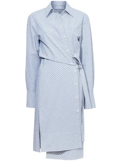 Proenza Schouler White Label Checl-print Poplin Wrap Dress In White