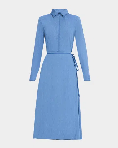 Proenza Schouler White Label Lato Wrap Dress In Linen Slub In Denim