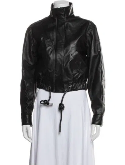 Pre-owned Proenza Schouler White Label Leather Biker Jacket In Black
