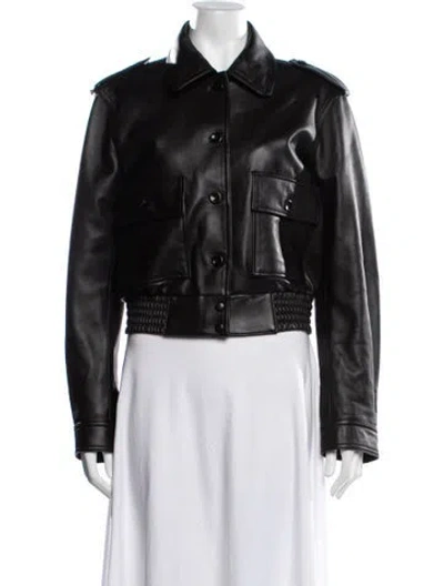 Pre-owned Proenza Schouler White Label Leather Biker Jacket In Black