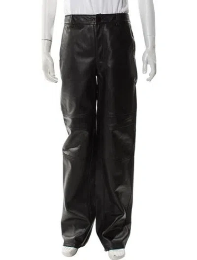 Pre-owned Proenza Schouler White Label Leather Moto Pants In Gray