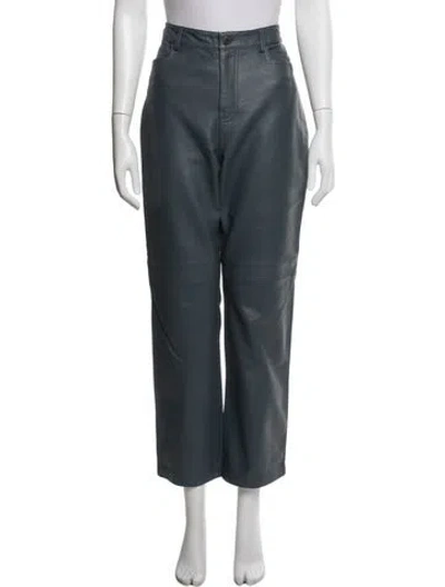 Pre-owned Proenza Schouler White Label Leather Straight Leg Pants In Blue