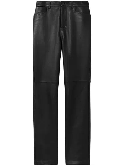 Proenza Schouler White Label Leather Straight-leg Trousers In Black