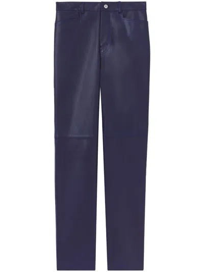 Proenza Schouler White Label Straight Leg Leather Pant In Blue