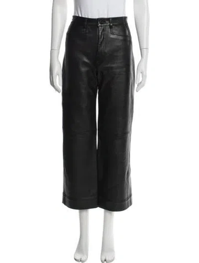 Pre-owned Proenza Schouler White Label Leather Wide Leg Pants In Black