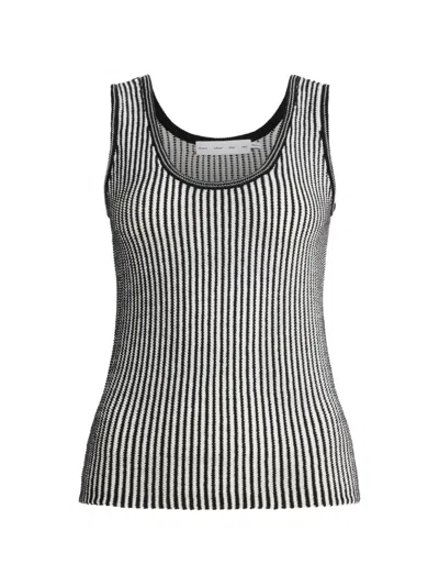 Proenza Schouler White Label Lennox Stripe-pattern Rib-knit Top In Black