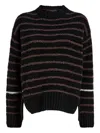 Proenza Schouler White Label Leonie Sweater In Stripe Wool Black Multi In Multi