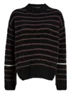 Proenza Schouler White Label Leonie Sweater In Stripe Wool Black Multi In Multi