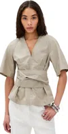 Proenza Schouler White Label Lilian Top In Brushed Poplin Granite In Granite