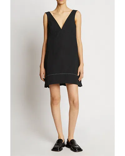 Proenza Schouler White Label Linen-blend Mini Dress In Black