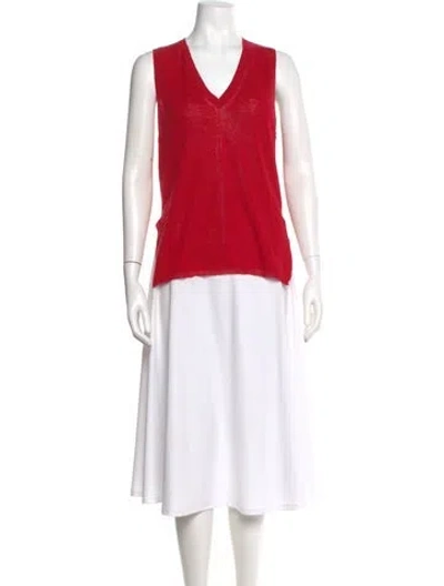 Pre-owned Proenza Schouler White Label Linen V-neck Sweater In Red