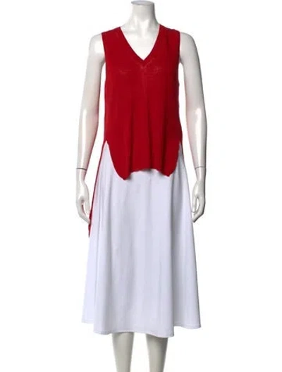 Pre-owned Proenza Schouler White Label Linen V-neck Sweater In Red