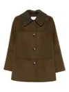 Proenza Schouler White Label Lisa Knitted-collar Buttoned Coat In Brown