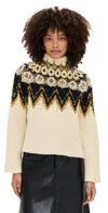 Proenza Schouler White Label Lizzy Sweater In Textured Fair Isle Cream Multi In Neutral