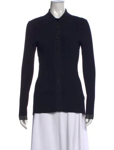 Pre-owned Proenza Schouler White Label Long Sleeve Polo In Black
