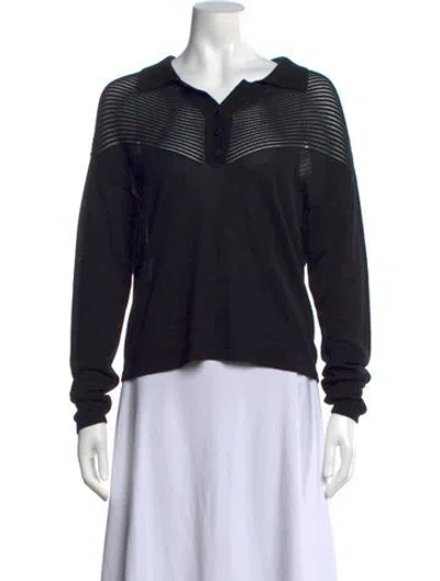 Pre-owned Proenza Schouler White Label Long Sleeve Polo In Black