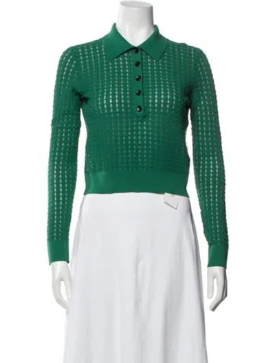 Pre-owned Proenza Schouler White Label Long Sleeve Polo In Green