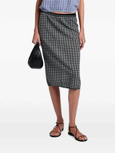 Proenza Schouler White Label Lori Plaid Knit Midi Skirt In Black