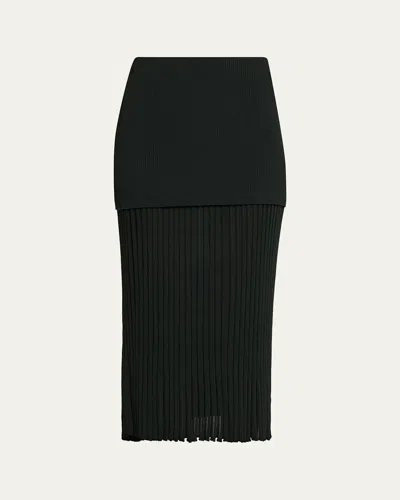 Proenza Schouler White Label Luiza Rib-knit Midi Skirt In Black
