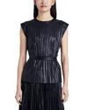 Proenza Schouler White Label Lyra Pleated Faux-leather Top In Black