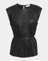 Proenza Schouler White Label Lyra Pleated Faux-leather Top In Black