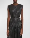 Proenza Schouler White Label Lyra Pleated Faux-leather Top In Black
