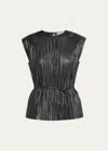 Proenza Schouler White Label Lyra Pleated Faux-leather Top In Black