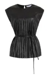 Proenza Schouler White Label Lyra Pleated Faux-leather Top In Black