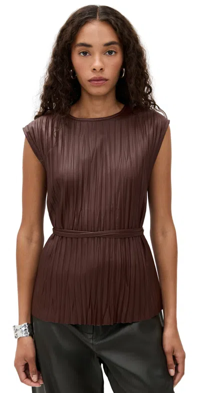 Proenza Schouler White Label Lyra Top In Faux Leather Oxblood In Brown